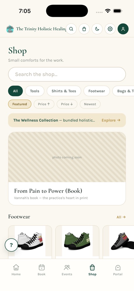 The Trinity app, Shop screen